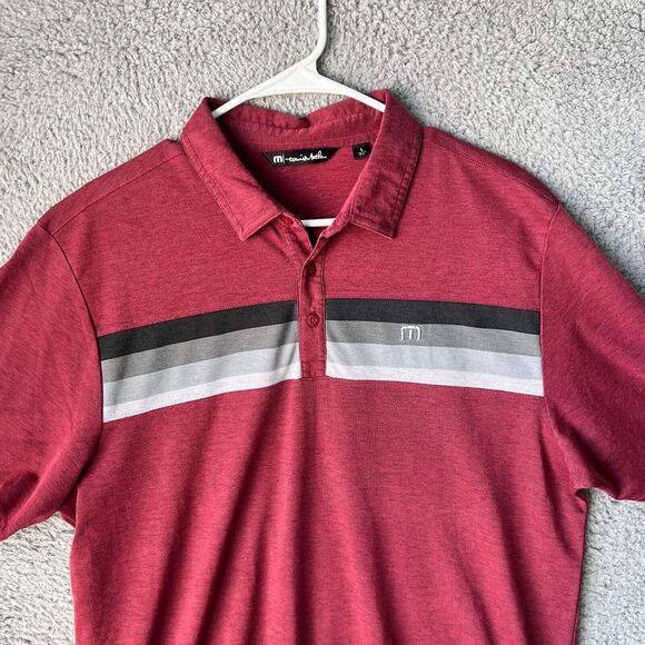 Travis‎ Mathew Shirt Mens Large Red Old Sandwich Polo Golf Performance - Picture 7 of 11